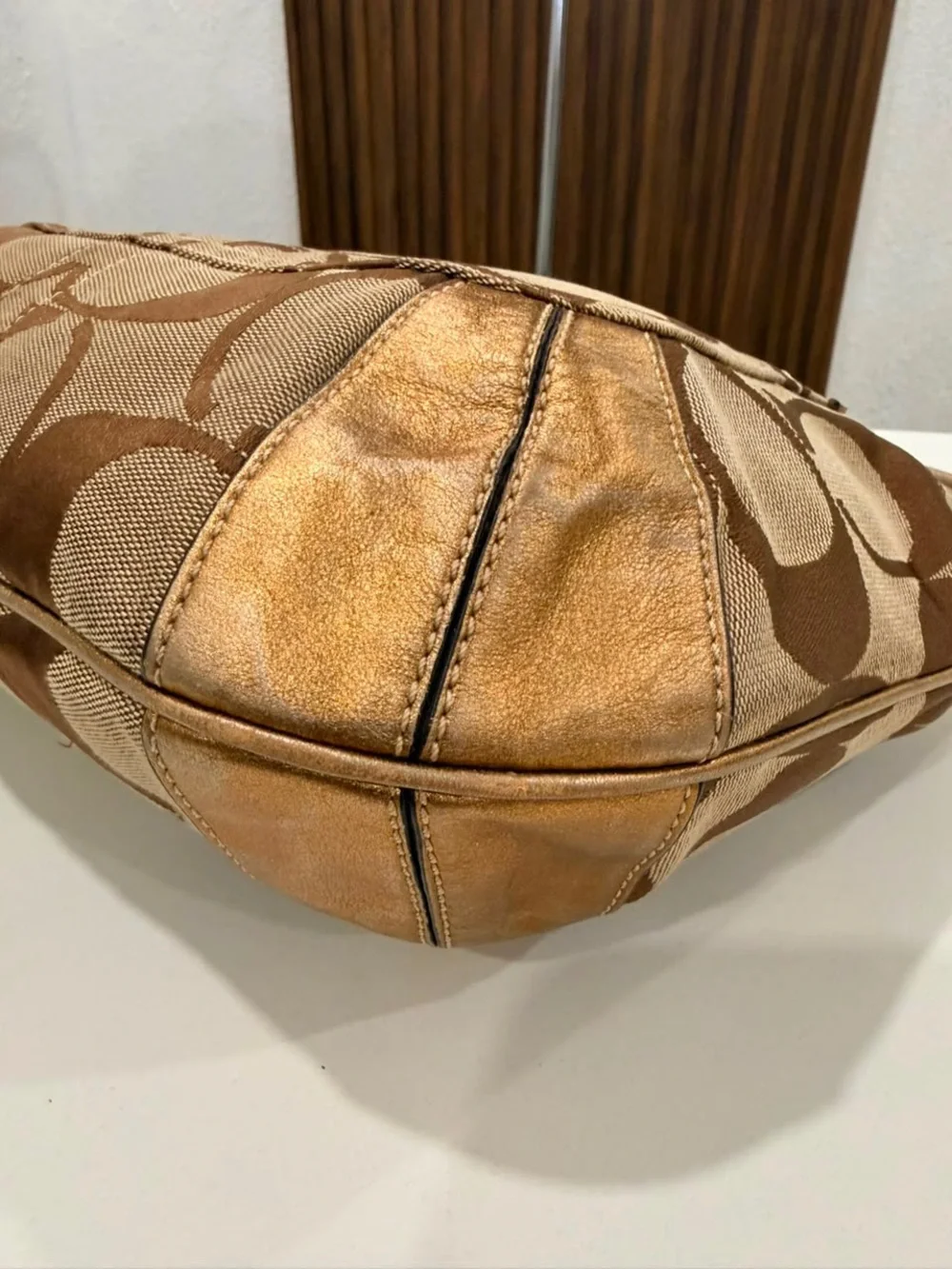 Coach Ergo Y2K Monogram Canvas Leather Hobo Brown Tan Shoulder Bag VTG #11600